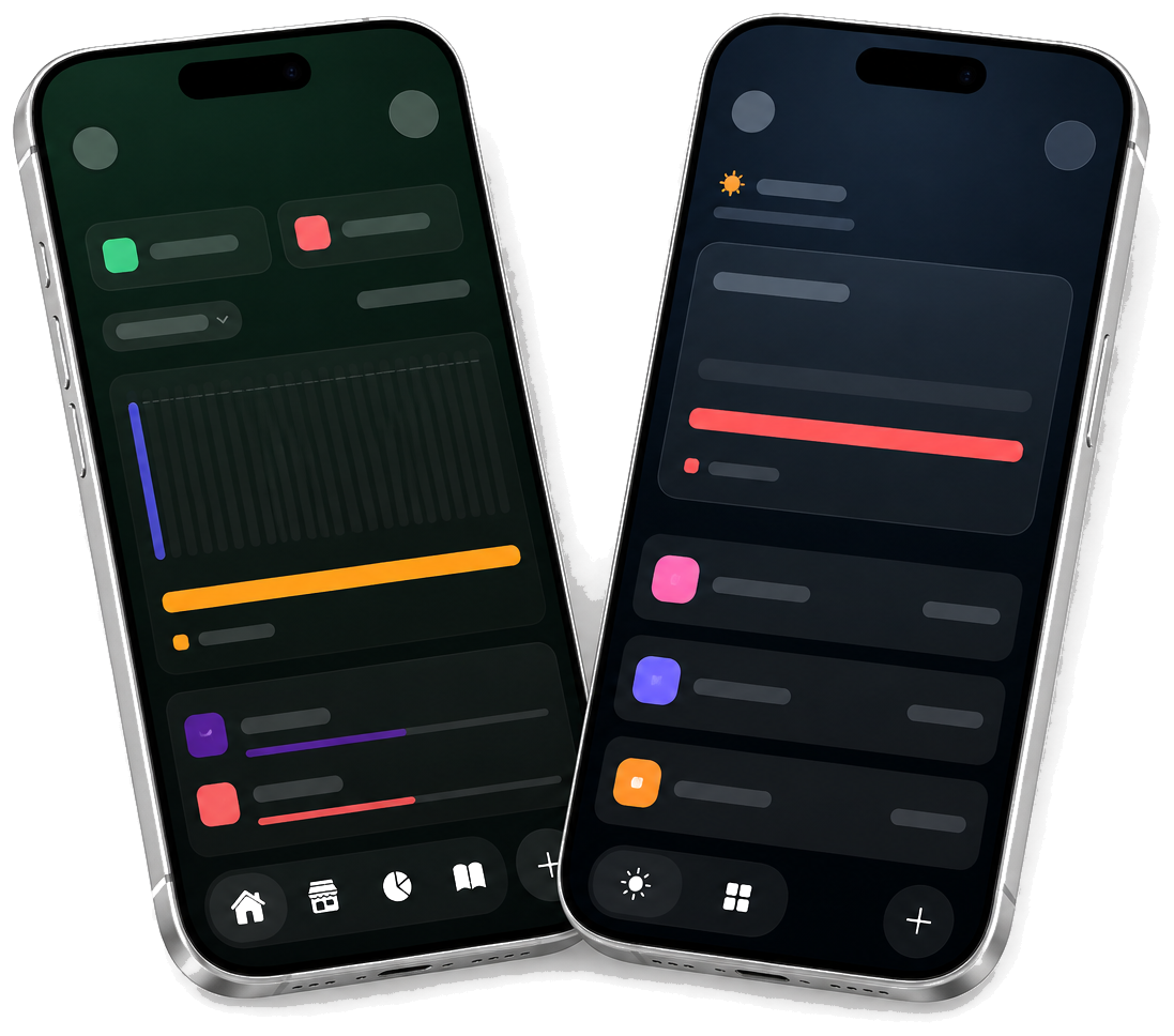 Casi personal finance tracker on two iPhones